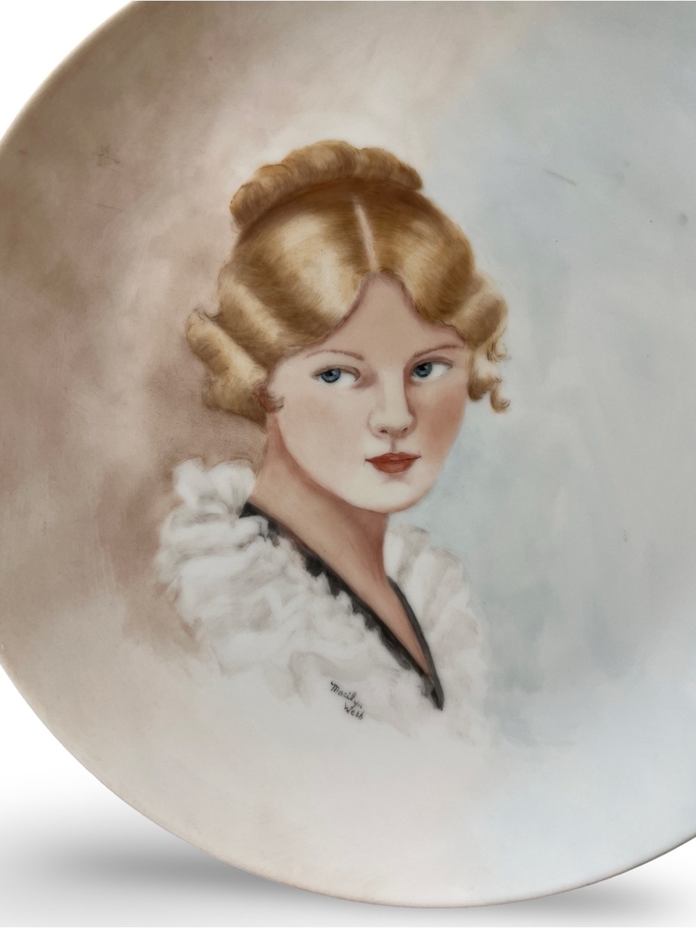 Antique Victorian Gibson Girl Hand Painted Porcelain Cabinet Plate 10 1/8”